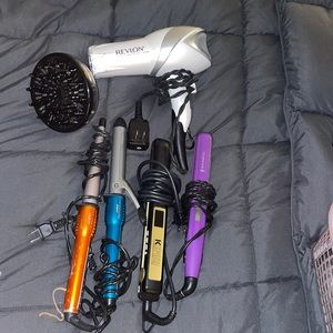 Hair straightener hair curler & blow dryer bundle